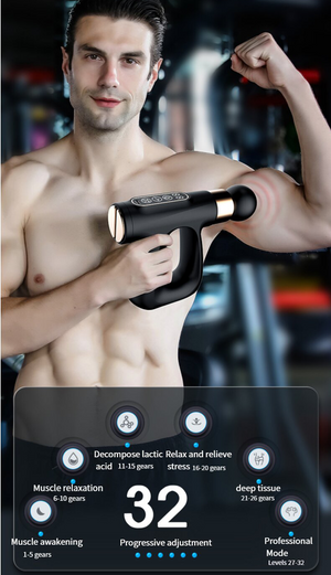 Black Heated Mini Fascia Massage Gun | LCD Display | Adjustable Levels | Deep Tissue Massage