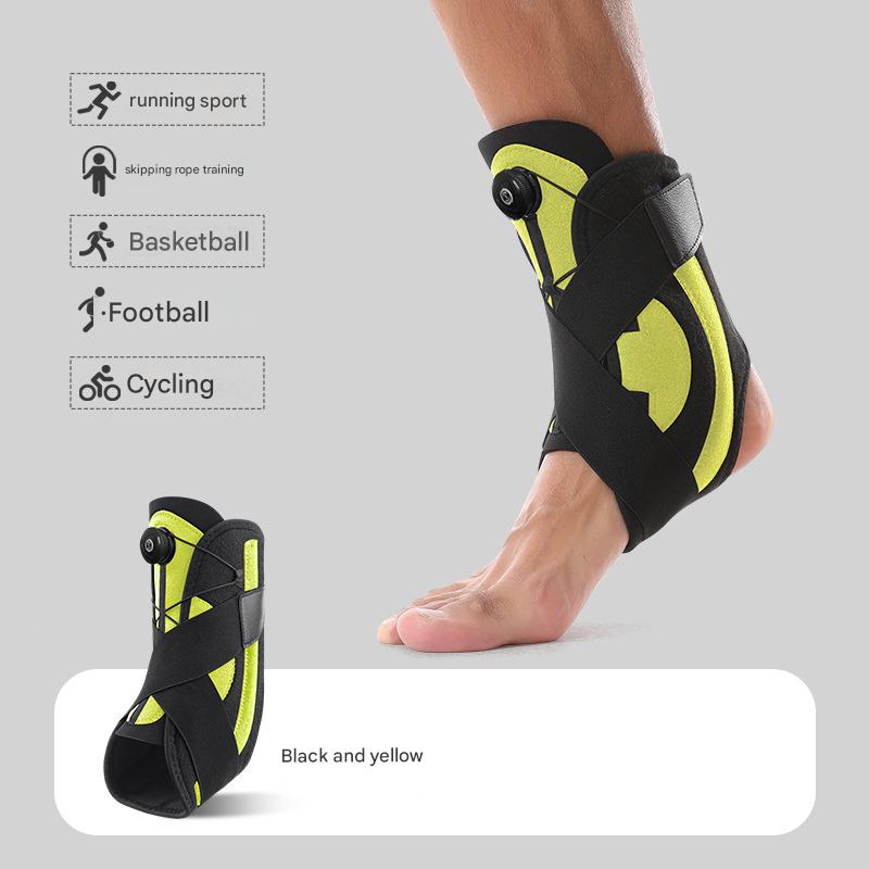 1 Pair Black & Yellow Adjustable Ankle Brace | Compression Support for Running, Sports & Ankle Recovery