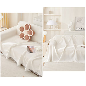 180x420cm Off White Premium Polyester Sofa Throw Blanket | Multi-Seasonal Use | Sofa Protector