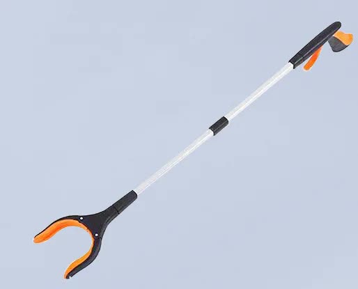 Orange Foldable Grabber Tool with Silicone Non-Slip Claws | Ideal for Litter Picking & Household Cleaning | Outdoor Use