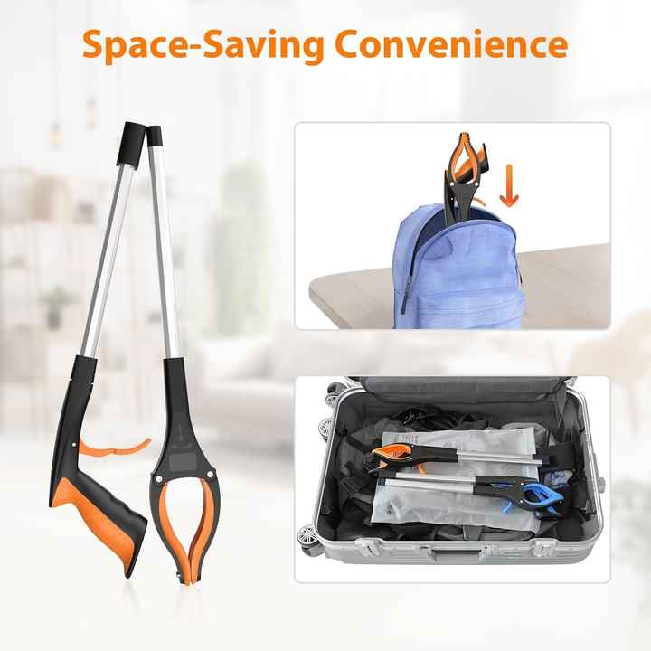 Blue Foldable Grabber Tool with Silicone Non-Slip Claws | Ideal for Litter Picking & Household Cleaning | Outdoor Use