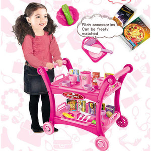 Red Pretend Play Kitchen Cart | Kids Cooking Set | Educational Toy | Roleplay Accessories | Fun for Children