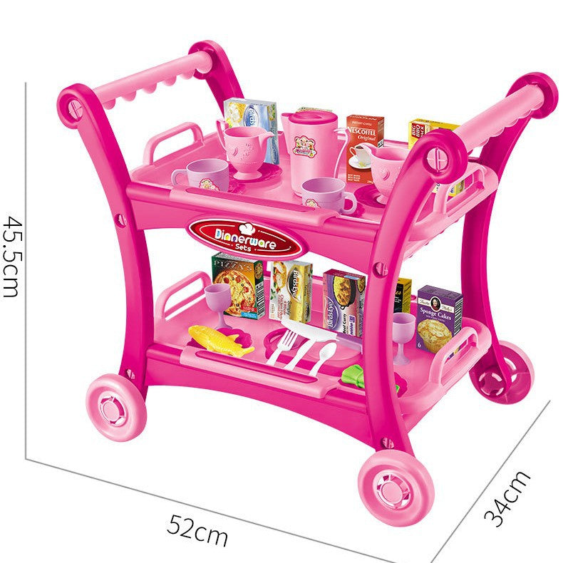 Red Pretend Play Kitchen Cart | Kids Cooking Set | Educational Toy | Roleplay Accessories | Fun for Children