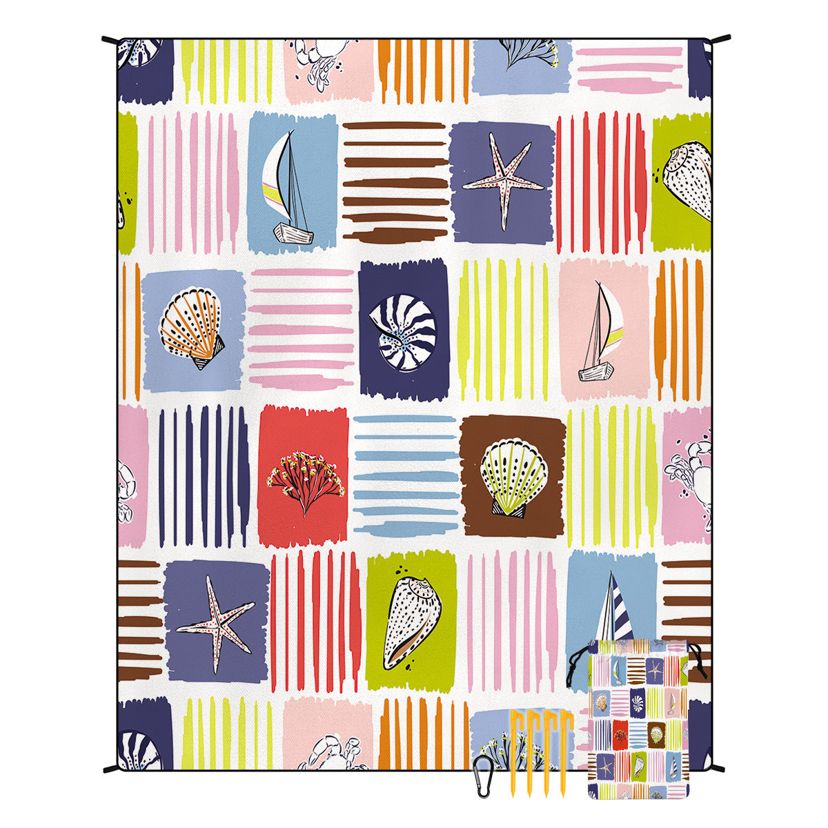 Style STD-001-30 | Colorful Quick Dry Beach Mat | Sand Proof Waterproof Outdoor Picnic Blanket | Compact & Lightweight