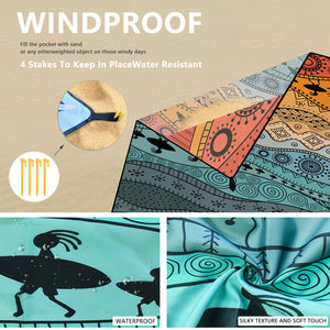 Colorful Quick Dry Beach Mat | Sand Proof Waterproof Outdoor Picnic Blanket | Compact & Lightweight