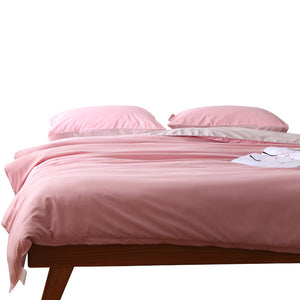 Light Brown-White Stitching Bedding Set | Ultra-Soft Solid Color | 4-Piece | Queen Size | Comfortable Fit