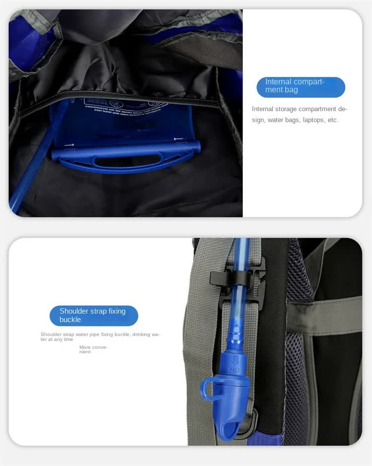 Black Hiking Backpack | High-Capacity Nylon | Outdoor Gear | Multi-Functional Design