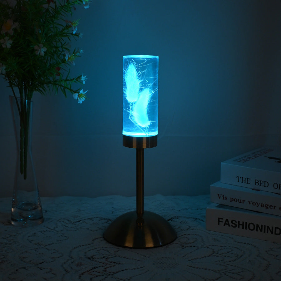 Dogtail Grass Eternal Flower Acrylic Table Lamp | Color-Changing LED | USB Rechargeable | Touch Control