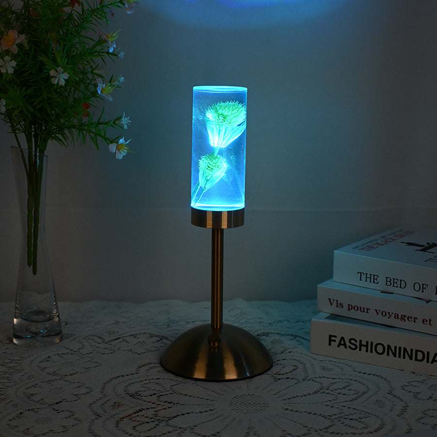 Dandelion Grass Eternal Flower Acrylic Table Lamp | Color-Changing LED | USB Rechargeable | Touch Control