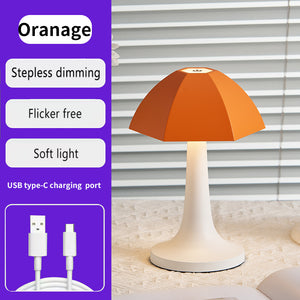 Orange and White Nordic Umbrella Mushroom Table Lamp | Dimmable Ambient Light