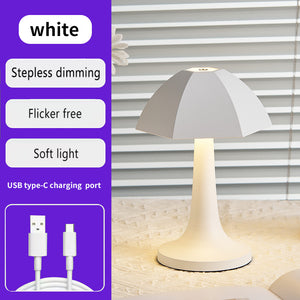 White Nordic Umbrella Mushroom Table Lamp | Dimmable Ambient Light