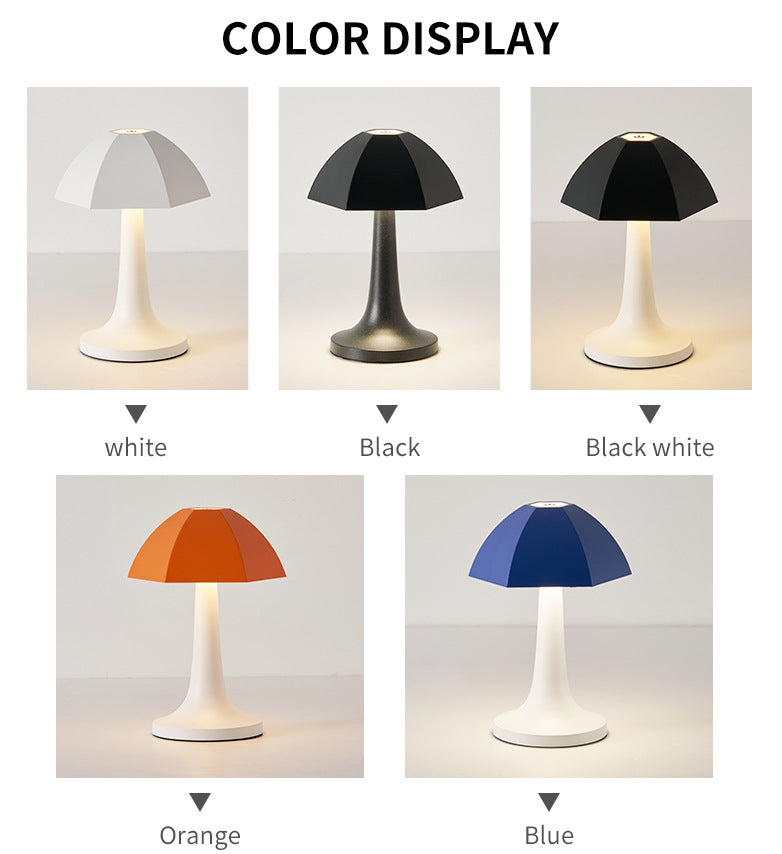 White Nordic Umbrella Mushroom Table Lamp | Dimmable Ambient Light