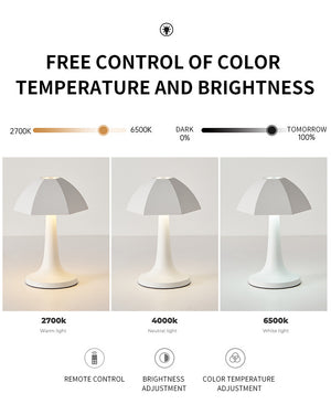 White Nordic Umbrella Mushroom Table Lamp | Dimmable Ambient Light