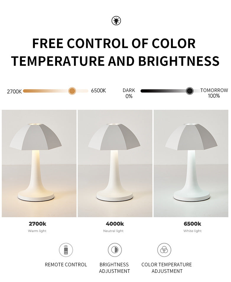 Blue and White Nordic Umbrella Mushroom Table Lamp | Dimmable Ambient Light