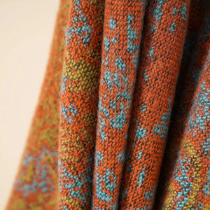 Boho Shawl | Orange & Navy | Tassel Split Cape | Travel & Cooling Wear