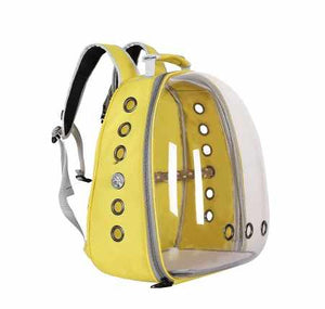 Grey PVC Pet Carrier Backpack | Stylish Transparent Design | Large Capacity | Multi-Use for Birds & Cats | Includes Wooden Stick