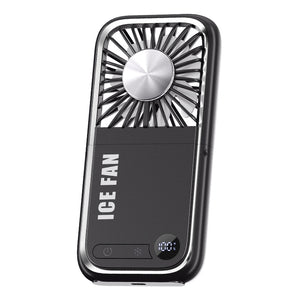 Black Portable Cooling Fan | Neck Lanyard & Phone Stand | USB Rechargeable