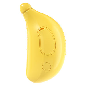 2 PCS Yellow Banana Electric Pet Brush | One-Click Spray, Massage & Hair Removal