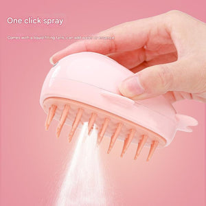 2 PCS Pink Dolphin Electric Pet Brush | One-Click Spray, Massage & Hair Removal