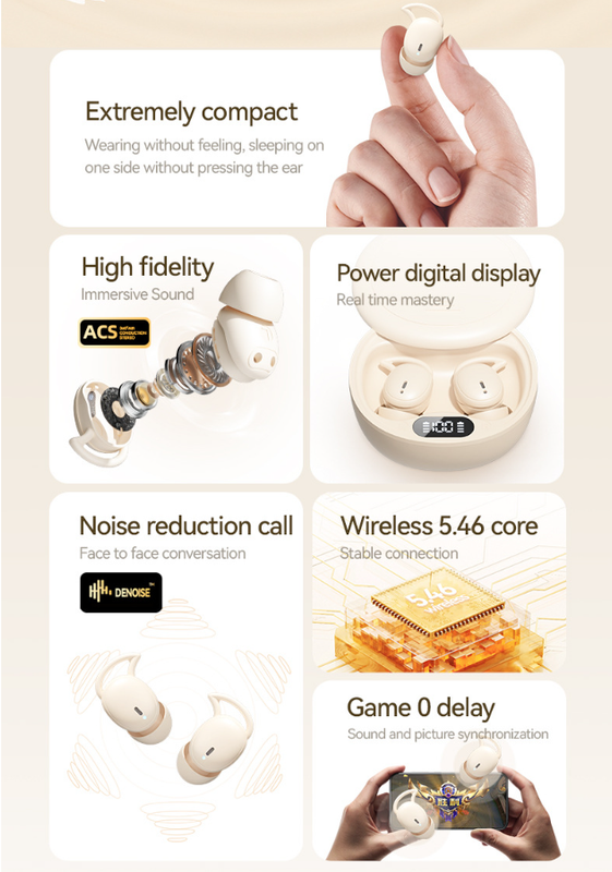 Skin Color Sleep Earphones | Ultra-Comfortable | Mini In-Ear Headphones