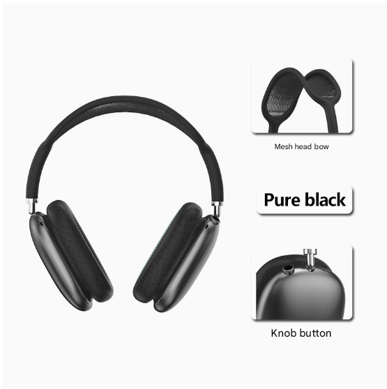 Black Bluetooth Over-Ear Headphones | Mesh Headband | Wireless | Rotatable Earcups