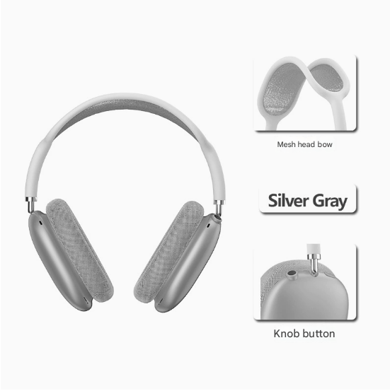 Silver Bluetooth Over-Ear Headphones | Mesh Headband | Wireless | Rotatable Earcups