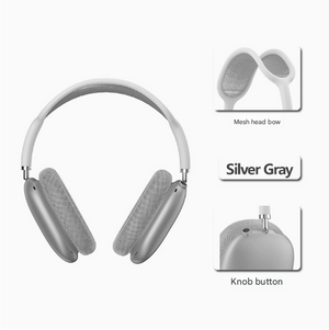 Silver Bluetooth Over-Ear Headphones | Mesh Headband | Wireless | Rotatable Earcups