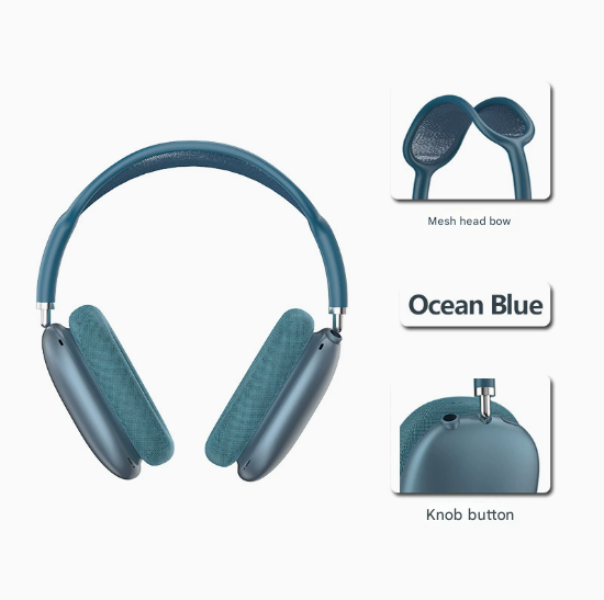 Blue Bluetooth Over-Ear Headphones | Mesh Headband | Wireless | Rotatable Earcups