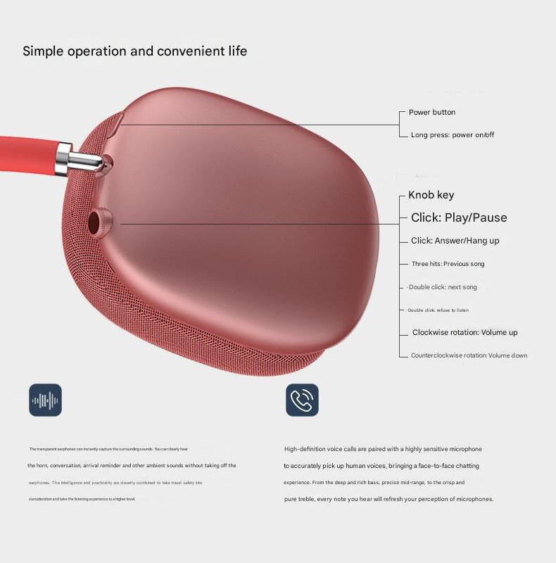 Blue Bluetooth Over-Ear Headphones | Mesh Headband | Wireless | Rotatable Earcups