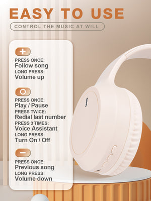 Khaki Over-Ear Wireless Headphones | Immersive Sound | 360° Surround Sound