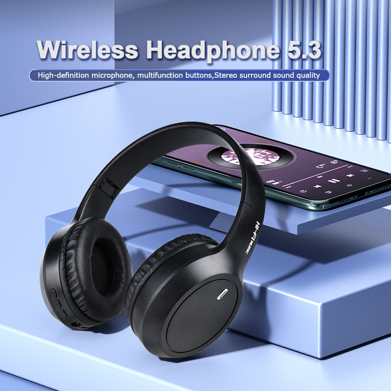 Black Over-Ear Wireless Headphones | Immersive Sound | 360º Surround Sound