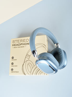 Blue Comfortable Bluetooth Over-Ear Headphones | Soft Earmuffs | Foldable Design | Stereo Sound