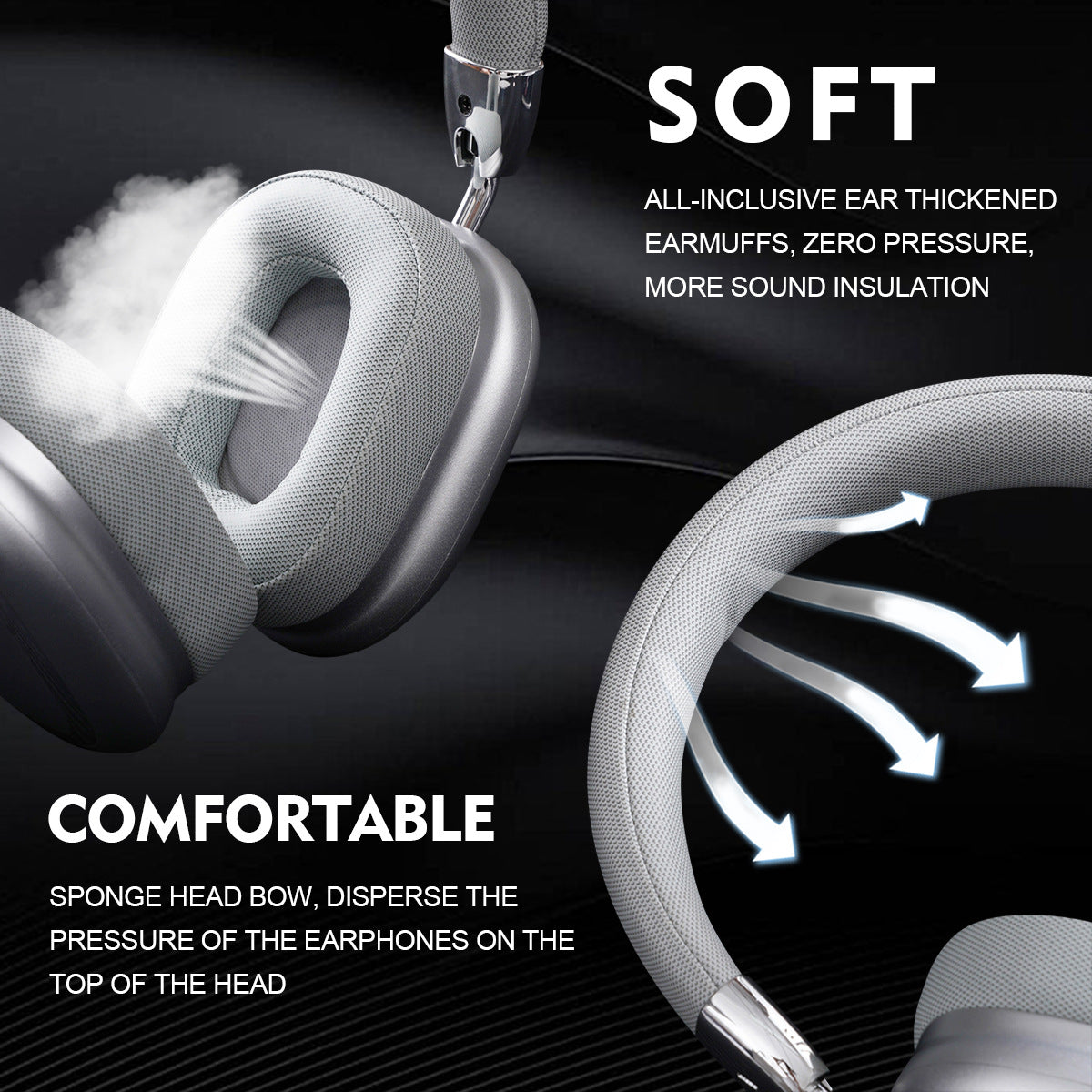 Blue Comfortable Bluetooth Over-Ear Headphones | Soft Earmuffs | Foldable Design | Stereo Sound