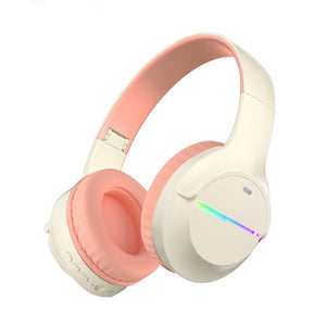 Pink Wireless Gaming Headphones with Lights | Foldable Design | 40mm Drivers | Comfortable