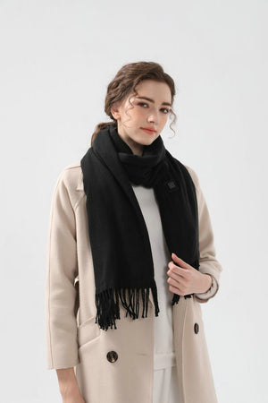Black Heated Scarf | Electric Warming Scarf | Winter Outdoor Essential (Without Power Bank)