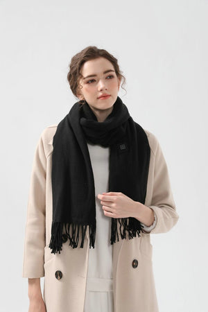 Black Heated Scarf | Electric Warming Scarf | Winter Outdoor Essential (Without Power Bank)