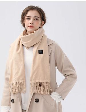 Khaki Heated Scarf | Electric Warming Scarf | Winter Outdoor Essential (Without Power Bank)