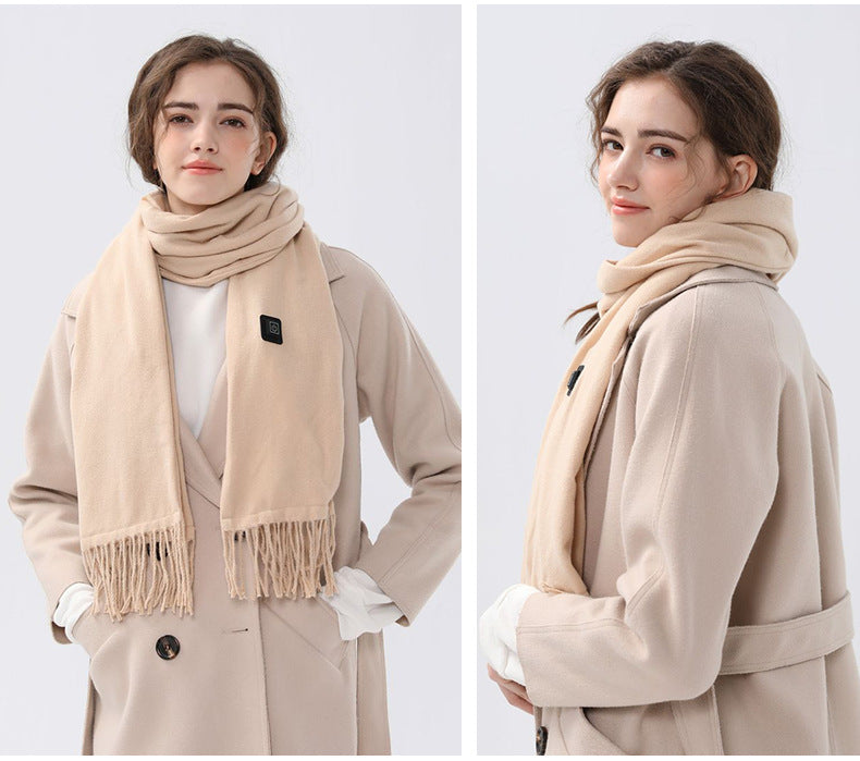 Khaki Heated Scarf | Electric Warming Scarf | Winter Outdoor Essential (Without Power Bank)