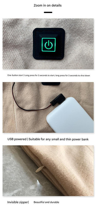 Light Pink Heated Scarf | Electric Warming Scarf | Winter Outdoor Essential (Without Power Bank)