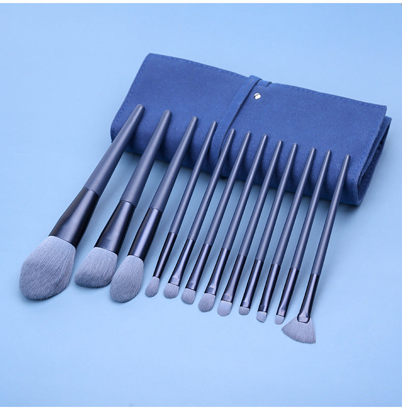 Blue Professional 12-Piece Makeup Brush Kit | Soft Synthetic Brushes | Face & Eyes | High Quality