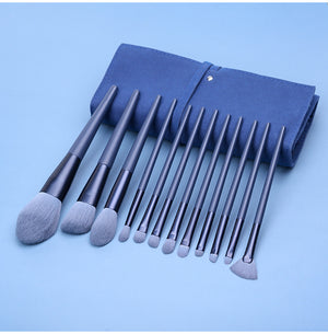 Blue Professional 12-Piece Makeup Brush Kit | Soft Synthetic Brushes | Face & Eyes | High Quality