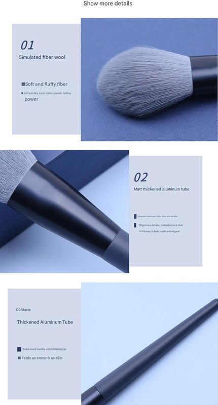 Blue Professional 12-Piece Makeup Brush Kit | Soft Synthetic Brushes | Face & Eyes | High Quality