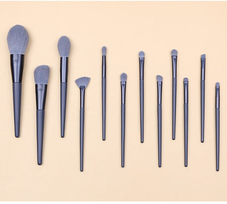 Blue Professional 12-Piece Makeup Brush Kit | Soft Synthetic Brushes | Face & Eyes | High Quality