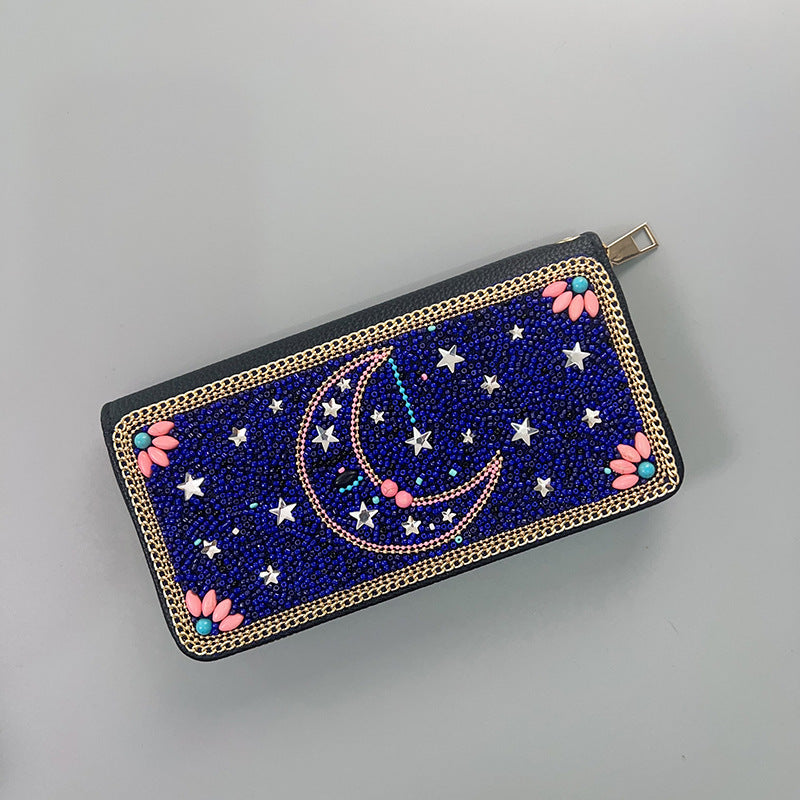 Blue Moon Ethnic Style Beaded Clutch | Handmade Retro Wallet | Style 4