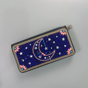 Blue Moon Ethnic Style Beaded Clutch | Handmade Retro Wallet | Style 4