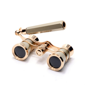 Elegant Theatre Binoculars | Champagne Gold | Portable Opera Glasses | 200mm Focal