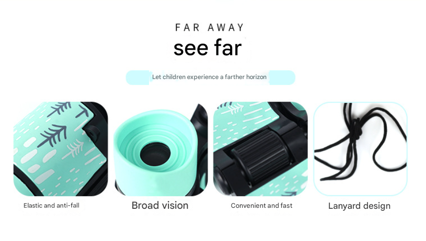 2 PCS Orange Kids Binoculars | Rubber Grip | Tree Pattern