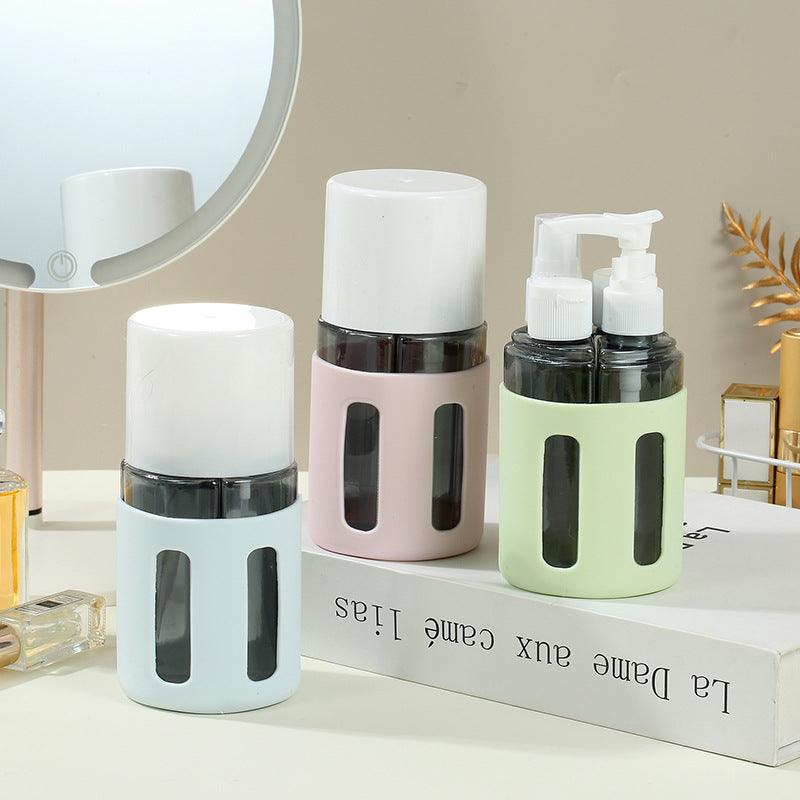 Round Pink 2-Piece 4-in-1 Travel Dispenser Set | Leakproof Refillable Bottles for Toiletries