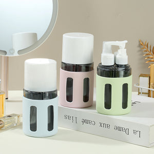 Round Pink 2-Piece 4-in-1 Travel Dispenser Set | Leakproof Refillable Bottles for Toiletries
