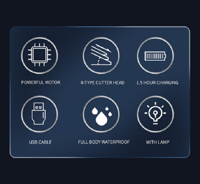 Dual Blades Men's Body Hair Scissors | USB Rechargeable | Waterproof with LED Light